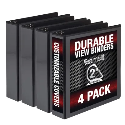 Samsill MP46460 - 2 Durable View D Ring Binder - Black