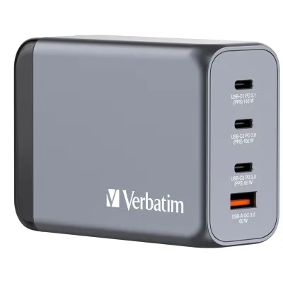 VERBATIM 32205 - 240W GaN Wall Charger with 4 Ports - USB-C & USB-A