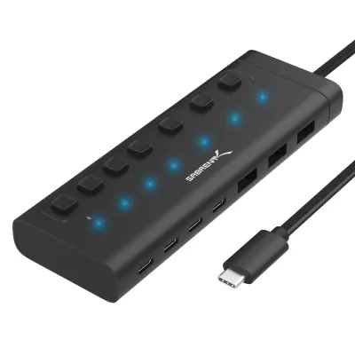 Sabrent HB-3A4C - 7-Port USB-C Hub with 20W Power Delivery