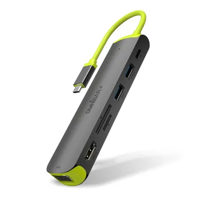 OMNIBAR OMN-HUB-7P60B-10  O16-000012 - OMNIBARPLUS 7-in-1 USB C Hub with 4K HDMI & Power Delivery