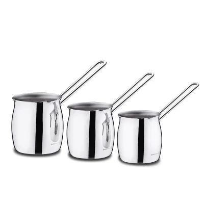 Korkmaz A1217 - Korkmaz Tombik Stainless Steel Turkish Coffee Pot Set - 3 Pi