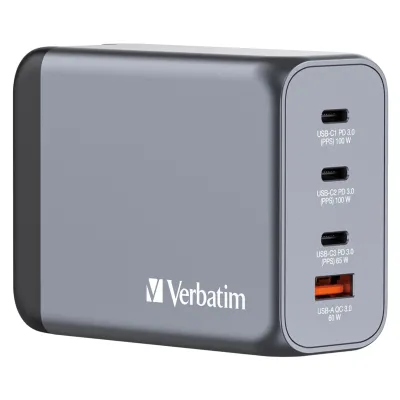 VERBATIM 32204 - Verbatim 200W 4-Port GaN Wall Charger with USB-C and USB-A