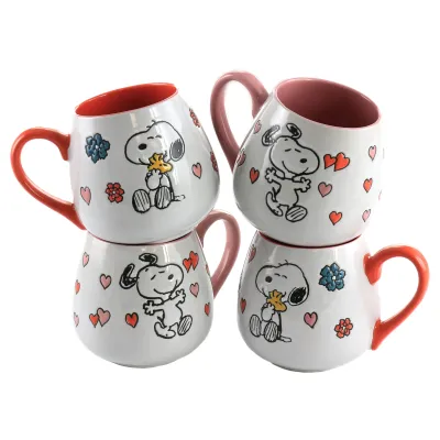 PEANUTS 136641.01 - Peanuts Stoneware Cup Set - 4 Piece Assorted Designs