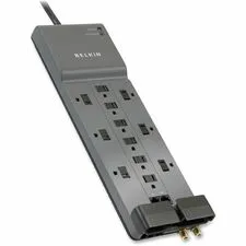 Belkin BLK BE11223410 - Belkin 12-Outlet HomeOffice Surge Protector wPhoneEthernetCo