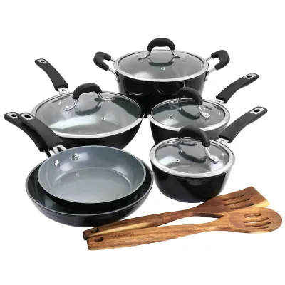 Kenmore 96262.12 - Kenmore 12-Piece Nonstick Ceramic Cookware Set - Black