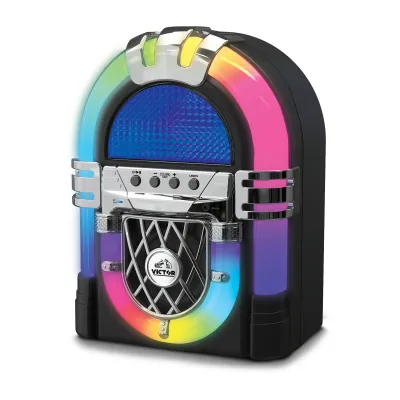 Victor Tech VDTJ-1000BK - Classic Bluetooth Jukebox with LED Lights