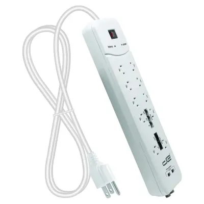 DIGITAL ENERGY DSS5-1034-WHT - 8FT 2USB HVY DTY SRG WHT