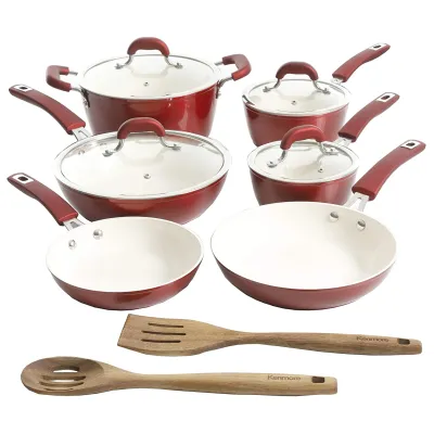 Kenmore 126358.12 - Kenmore 12-Piece Nonstick Ceramic Cookware Set - Metallic Re