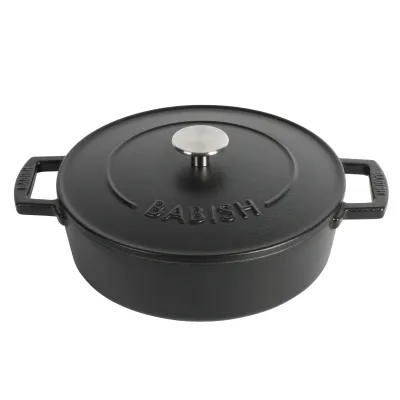 Babish 135437.02R - Babish Enameled Cast Iron 3-Quart Braiser Pan - Black