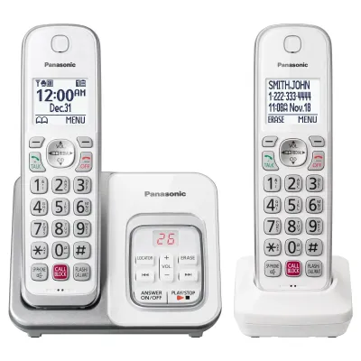 PANASONIC KX-TGD832W - DECT 6.0 Cordless Phone with 2 Handsets and Features