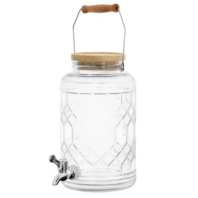 Gibson 129396.01 - 0.95 Gallon Glass Beverage Dispenser with Wooden Lid