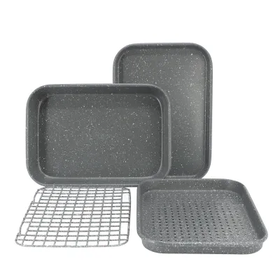 OSTER 143745.04 - Oster 4-Piece Nonstick Carbon Steel Bakeware Set - Grey