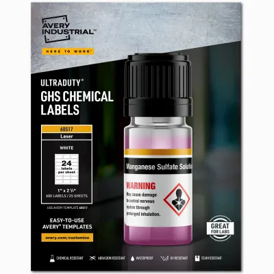 Avery Dennison 60517 - UltraDuty GHS Chemical Labels - 1 x 2.5 - 600 Labels