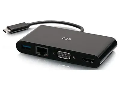LEGRAND C2G29828 - USB-C to HDMI VGA RJ45 Adapter Black