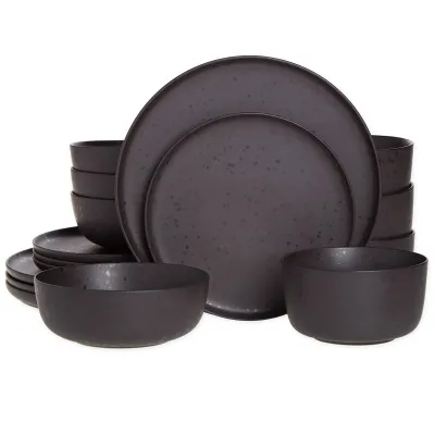 Studio 3B 133203.16 - Studio 3B Mio 16-Piece Stoneware Dinnerware Set - Black