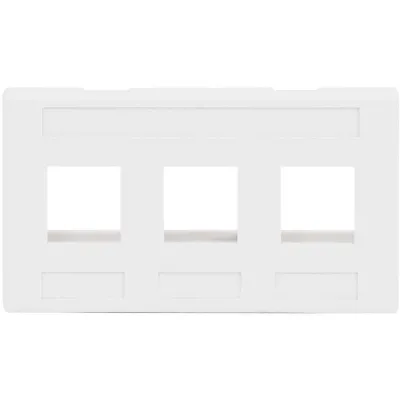 International Connectors and Cable Corp. IC107FM3WH - 3-Port Face Plate for Furniture - White Finish