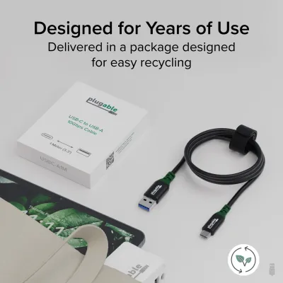 Plugable Technologies USBC-A1M - High-Speed USB-C to USB-A Cable - 10Gbps Transfer