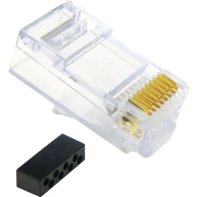 International Connectors and Cable Corp. ICMP8P8C6E - 100 Pack of Cat 6 SolidStranded Ethernet Connectors