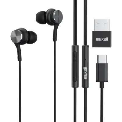 MAXELL 197299 - MAXELL FUSION X USB-C EARBUD WITH MIC & USB-A BLACK - 10 CAS