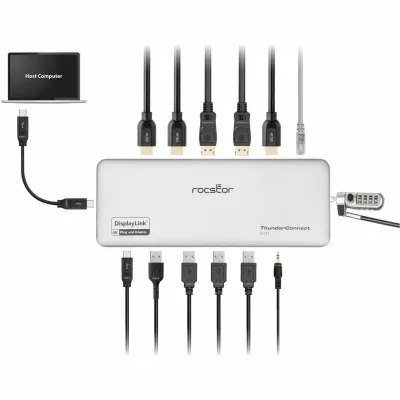 ROCSTOR Y10P026-S1 - USB-C TRIPPLE DISPLAY RD11 DOCKING STATION - 3X HDMI 4K@60HZ
