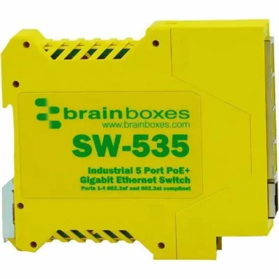 BRAINBOXES SW-535 - INDUSTRIAL 5 PORT POE+ GIGABIT ETHERNET SWITCH