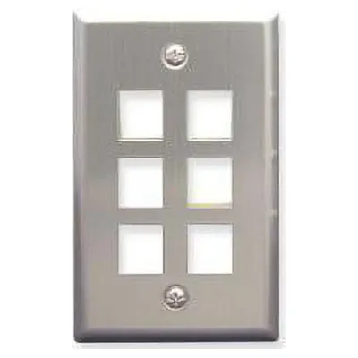 International Connectors and Cable Corp. IC107SF6SS - Face Plate Stainless Steel 1-Gang 6-Port