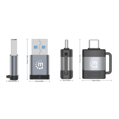 Manhattan 356329 - 2-PIECE SET: USB-C TO USB-A & USB-A TO USB-C ADAPTERS