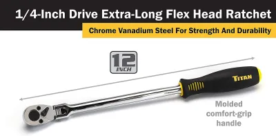 Titan Tool Inc 11300 - Titan 14in Drive 12in Long Flex Head Ratchet Tool