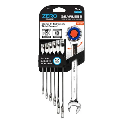 ZERODEGREE 38141 - 7-Piece Zero Degree Metric Gearless Ratchet Wrench Set