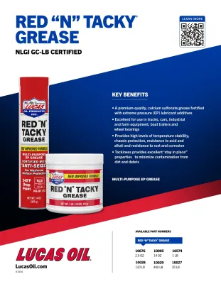 LUCASOIL 10027 - Lucas Oil Red N Tacky Grease - 35 lb Pail