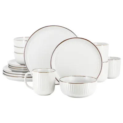 ELAMA ELM-LEO-W - Elama Leo 16 Piece Elegant Stoneware Dining Set