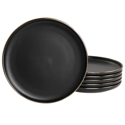 ELAMA ELM-PAUL6S - Elama Paul 6 Piece Matte Black Stoneware Salad Plate Set
