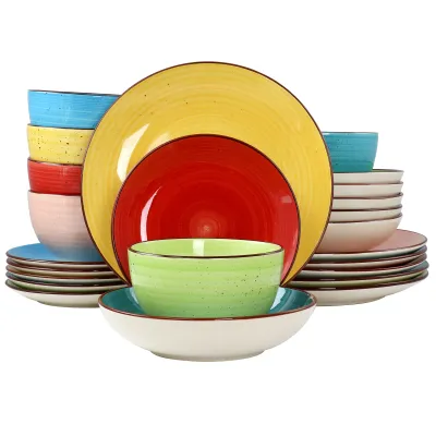 ELAMA ELM-SEBASTIAN24 - Elama Sebastian 24-Piece Stoneware Double Bowl Set