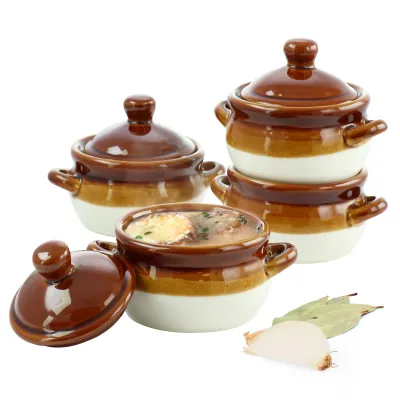 ELAMA ELM-DHFOSB - Elama 4 Piece 15 Ounce French Onion Soup Bowls with Lids