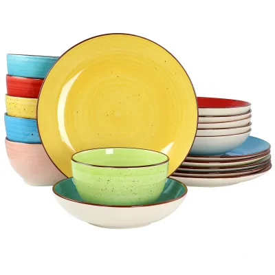 ELAMA ELM-SEBASTIAN18 - Elama Sebastian 18-Piece Colorful Stoneware Dinnerware Set
