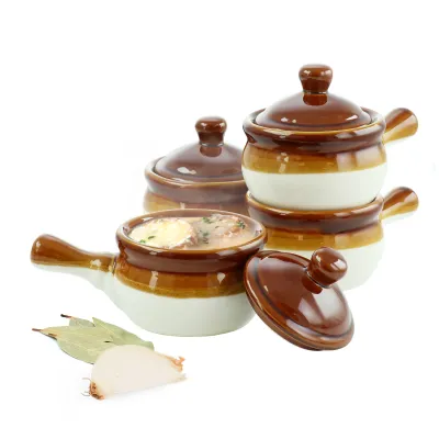 ELAMA ELM-LHFOSB - Elama 4-Piece 15-Ounce French Onion Soup Bowl Set with Lid