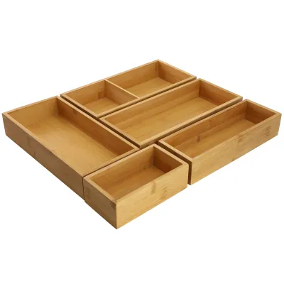 MegaChef MC-B108 - MegaChef 5 Piece Bamboo Storage and Organization Trays