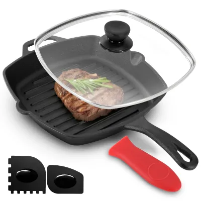 MegaChef MCCI-72626 - MegaChef 10.4 Pre-Seasoned Cast Iron Griddle with Lid