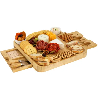 MegaChef MC-B117 - Elegant Bamboo Charcuterie Board Set with Cutlery Drawer