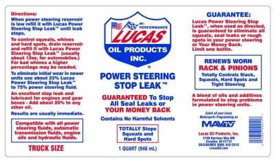 LUCASOIL 10008 - Lucas Oil Power Steering Stop Leak 12 OZ Bottle