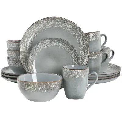 Meritage 121812.16 - Reactive Glaze 16-Piece Stoneware Dinnerware Set - Grey