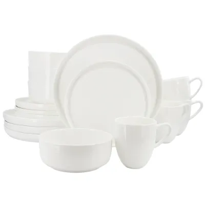 Gibson 141823.16 - Gibson Elite Annual Rings 16-Piece Dinnerware Set - White
