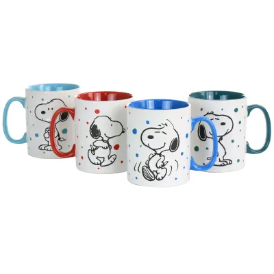 PEANUTS 134057.01 - Gibson Peanuts Joyful Snoopy 4 Piece Stoneware Mug Set