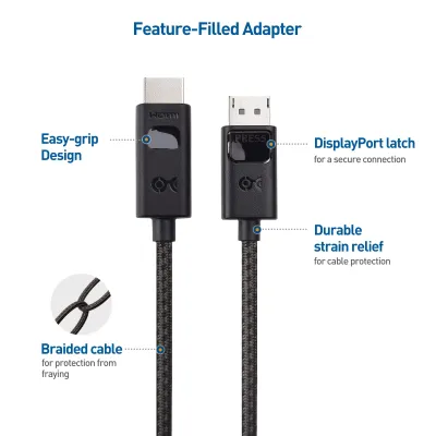 CABLE MATTERS 102103-BLK-1.8M - DISPLAYPORT TO 8K HDMI CABLE IN BLACK - 1.8M  6FT