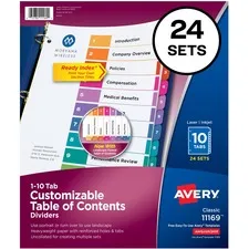 Avery Dennison AVE 11169 - Avery Ready Index(R) 10 Tab Binder Dividers, Customizable Ta