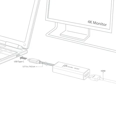 J5 CREATE JCA153 - j5create USB Type-C to 4K HDMI Adapter JCA153  4K @60 Hzfor 