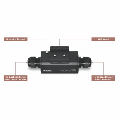 TRENDNET TI-OS300 - OUTDOOR 2.5G POE++ ETHERNET SURGE PROTECTOR - TWO 2.5GBPS RJ