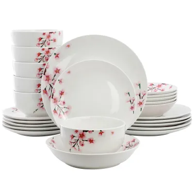 ELAMA ELM-TAMARA-24 - Elama 24-Piece Cherry Blossom Dinnerware Set