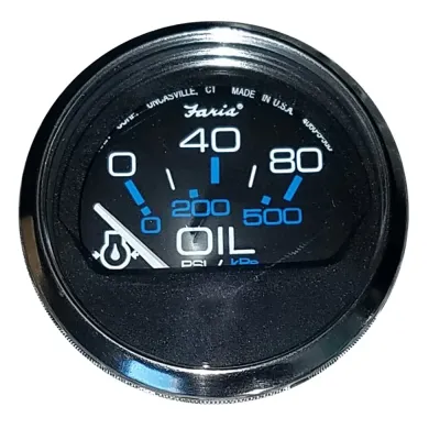 Faria Beede Instruments MMM 8102P3472BD - Faria Chesapeake Black 2 Oil Pressure Gauge (80 PSI)