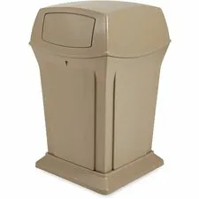 Rubbermaid RCP FG917188BEIG - Rubbermaid Commercial Ranger Waste Container - Hinged Lid - 